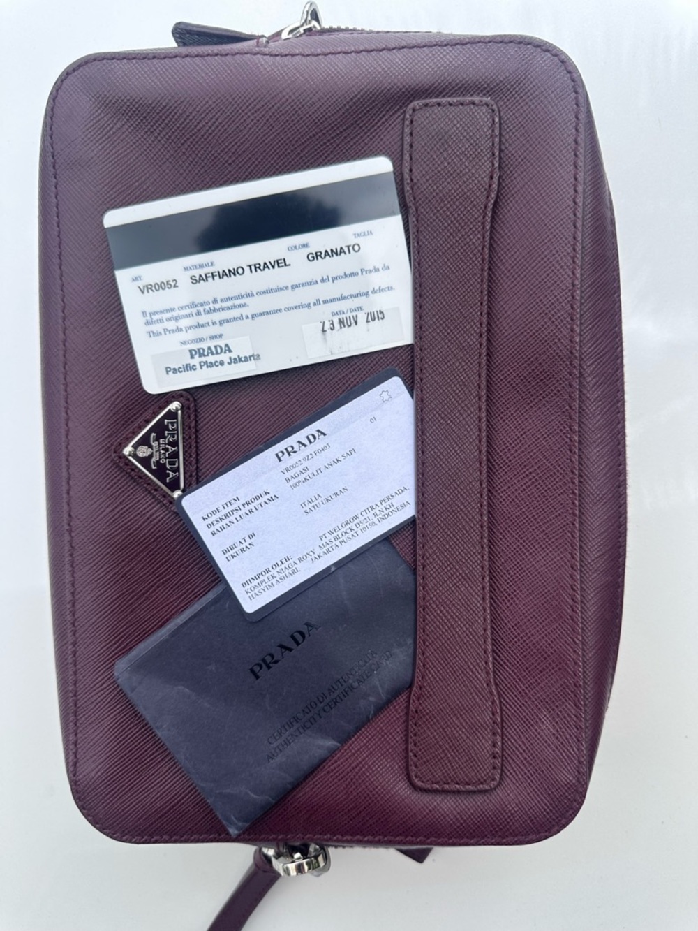 Prada Saffiano Travel Wallet / Clutch – Granato Burgundy – Excellent Condition - Picture 2 of 13